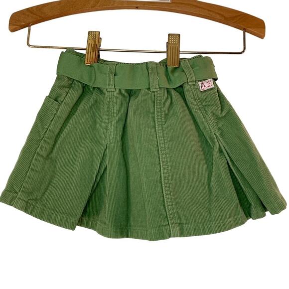 JANIE AND JACK Girl’s Green Corduroy Pleated Skirt with Bow Belt/Size: 12-18 Mos - Picture 2 of 9